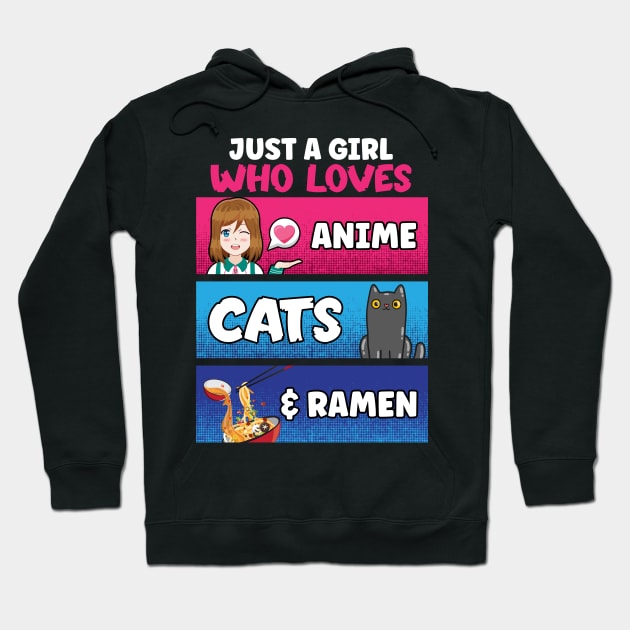 Just A Girl Who Loves Anime Cats Ramen Lover Kawaii Otaku Hoodie by Blink_Imprints10